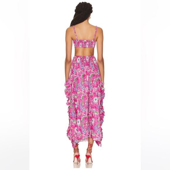 CAROLINE CONSTAS Margo Floral Ruffled Maxi Dress Pink Enchanted Paisley - Picture 6 of 13